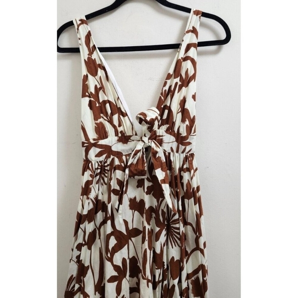 Aakaa Floral Maxi Dress Women Sz S Reddish Brown & White Summer - Picture 4 of 14